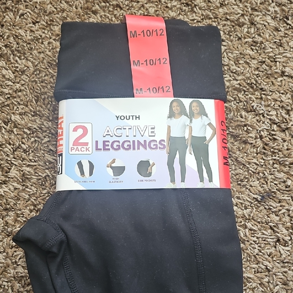 Youth Active Leggings 2-Pack - Black And Gray